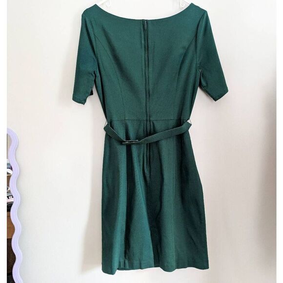 Modcloth Emerald Green Belted Midi Dress - Picture 3 of 6